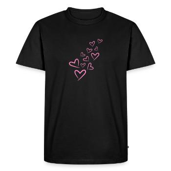 Heart Heart Pattern Pink - Men's Premium Organic T-Shirt - black - Front - Nico (187cm)