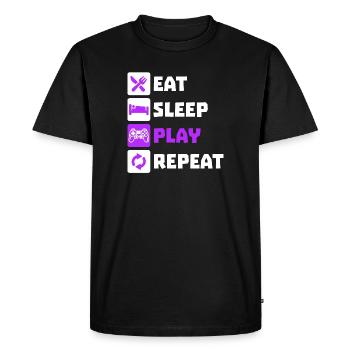 Eating Sleeping Repeat Gamer Controller Zocker - Men's Premium Organic T-Shirt - black - Front - Nico (187cm)