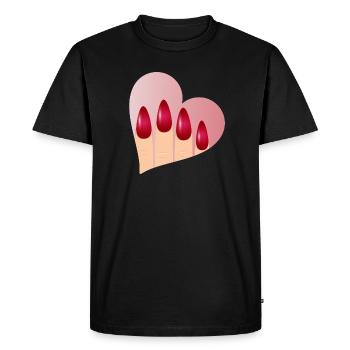 Manucure avec amour - coeur avec ongles rouges - T-shirt Premium bio Homme - noir - Devant - Nico (187cm)
