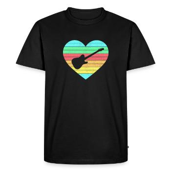 Guitares coeur design avec arc-en-ciel / cadeau - T-shirt Premium bio Homme - noir - Devant - Nico (187cm)
