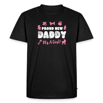 Père Paternité bébé naissance - T-shirt Premium bio Homme - noir - Devant - Nico (187cm)