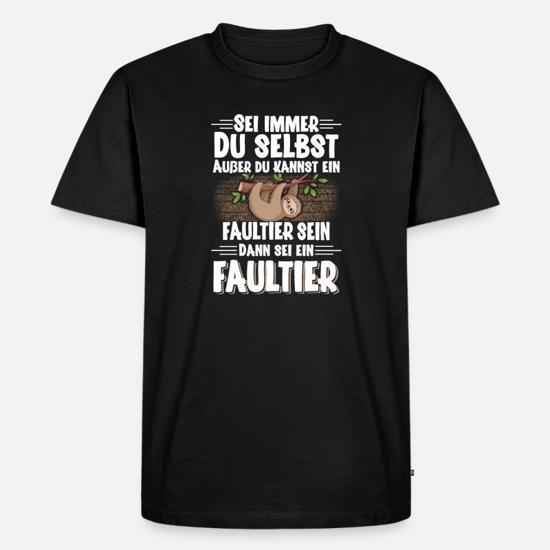 Faultier - Männer Premium Bio T-Shirt - Schwarz