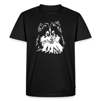 Sheltie Head "Black Edtion" - Men's Premium Organic T-Shirt - black - Front - Nico (187cm)