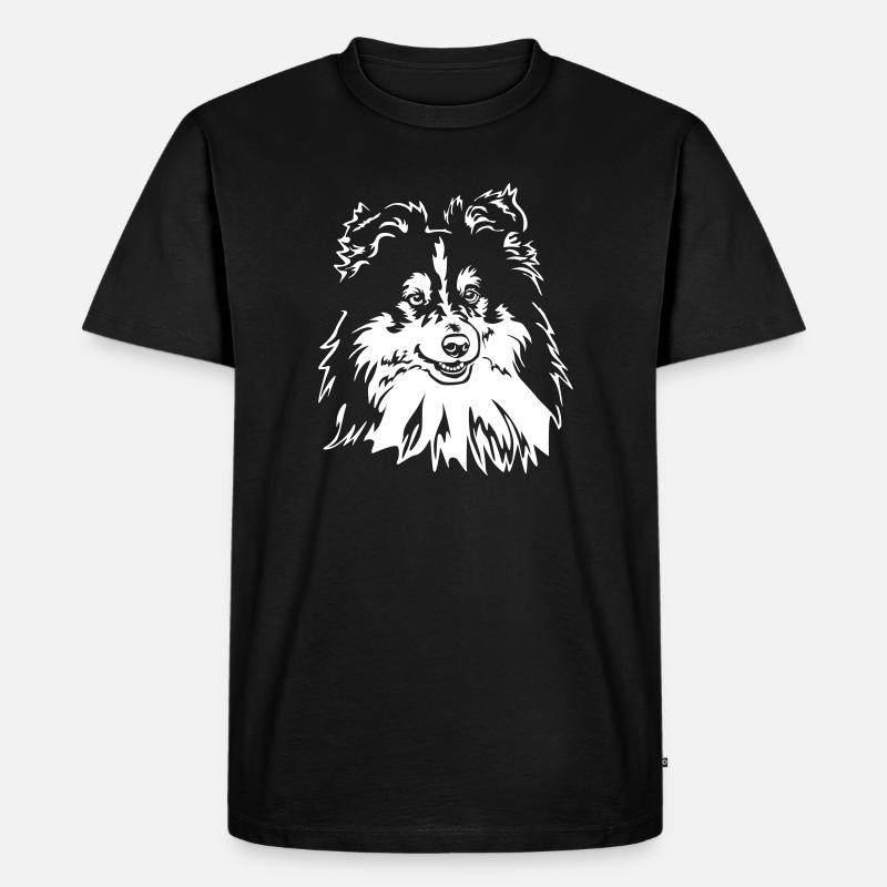 Sheltie Kopf "Black Edtion" - Männer Premium Bio T-Shirt - Schwarz