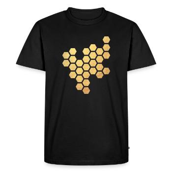 Honeycomb Gold Honey Pattern Hexagon Bee Beekeeper - Men's Premium Organic T-Shirt - black - Front - Nico (187cm)