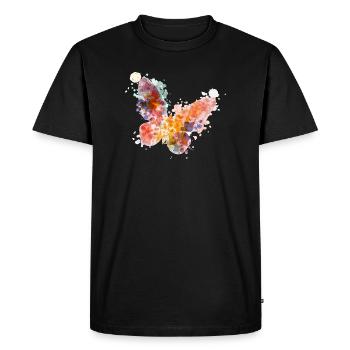 Aquarelle papillon en Color Splash - T-shirt Premium bio Homme - noir - Devant - Nico (187cm)