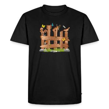 belle décoration lattes en bois clôture avec des figurines & formes - T-shirt Premium bio Homme - noir - Devant - Nico (187cm)
