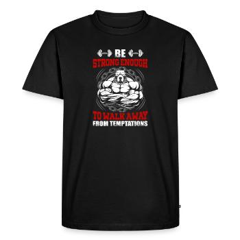 Gym fitness bodybuilders motivation de renforcement musculaire - T-shirt Premium bio Homme - noir - Devant - Nico (187cm)