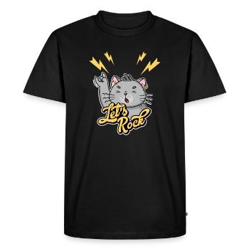 Let's Rock Rock n Roll Vintage Humour Chat - T-shirt Premium bio Homme - noir - Devant - Nico (187cm)