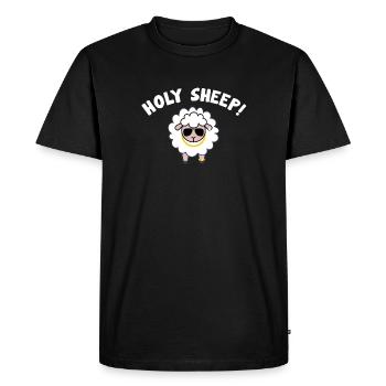 Holy Sheep! A Super Cool Sheep - Men's Premium Organic T-Shirt - black - Front - Nico (187cm)