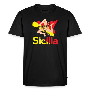 Trinacria Sicile Sicile Sicile idée cadeau - T-shirt Premium bio Homme - noir - Devant - Nico (187cm)