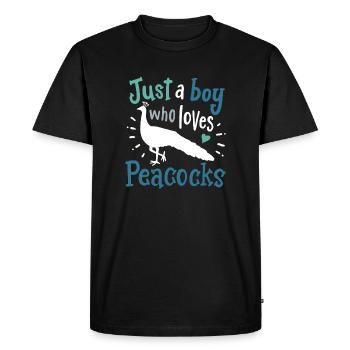 Paons oiseaux paon amoureux de paon - T-shirt Premium bio Homme - noir - Devant - Nico (187cm)