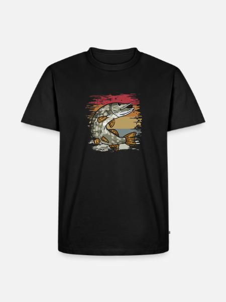 Pike Fishing Retro - Men's Premium Organic T-Shirt - black