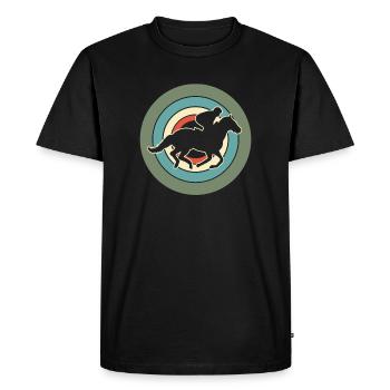 Cavalier Cavalier Equestre Rétro - T-shirt Premium bio Homme - noir - Devant - Nico (187cm)