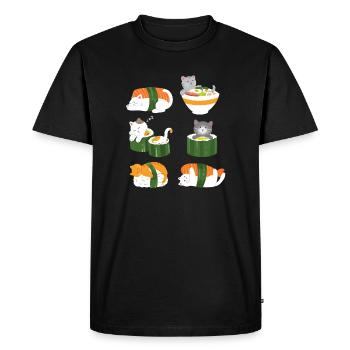 Sushi Chat Japon Anime Kawaii - T-shirt Premium bio Homme - noir - Devant - Nico (187cm)