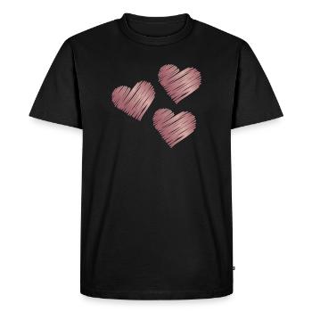 Coups de pinceau en forme de cœur rose or - T-shirt Premium bio Homme - noir - Devant - Nico (187cm)
