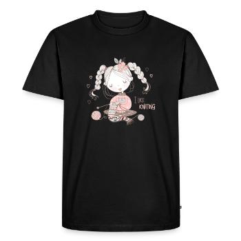 Knitting knitter "I like knitting" - Men's Premium Organic T-Shirt - black - Front - Nico (187cm)