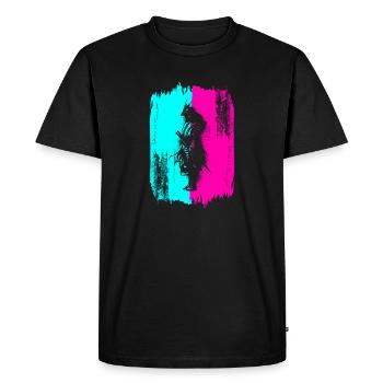 Samurai In A Turquoise And Pink Frame - Men's Premium Organic T-Shirt - black - Front - Nico (187cm)
