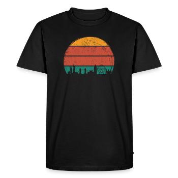 Silhouette d’horizon du coucher de soleil - T-shirt Premium bio Homme - noir - Devant - Nico (187cm)