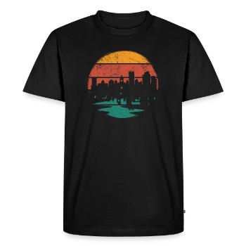 Silhouette d’horizon du coucher de soleil - T-shirt Premium bio Homme - noir - Devant - Nico (187cm)