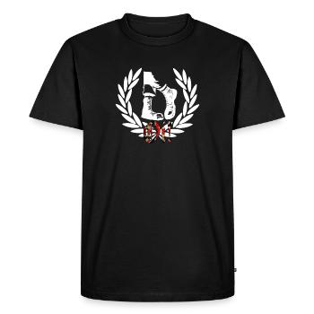 Boots britanniques style Laurel Flag Oi ! Skinhead - T-shirt Premium bio Homme - noir - Devant - Nico (187cm)