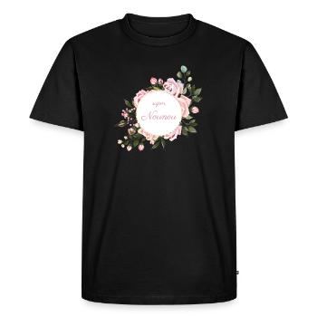 super nounou bouquet fleurs roses cadeau fin année - T-shirt Premium bio Homme - noir - Devant - Nico (187cm)