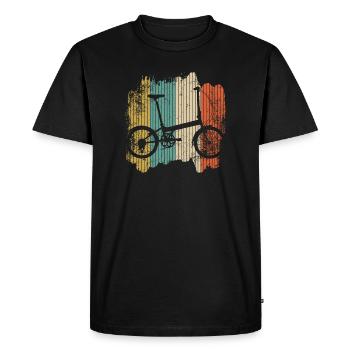 Silhouette de vélo rétro sur bandes de couleur - T-shirt Premium bio Homme - noir - Devant - Nico (187cm)
