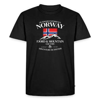 Outdoor Experience Norway Fjord Mountain - Männer Premium Bio T-Shirt - Schwarz - Vorne - Nico (187cm)