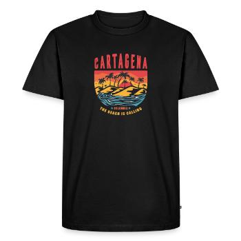 Cartagena Colombia Design with Palm Trees - Men's Premium Organic T-Shirt - black - Front - Nico (187cm)