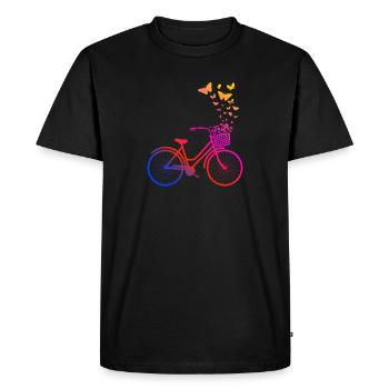 Vélo de femme, papillons de vélo - T-shirt Premium bio Homme - noir - Devant - Nico (187cm)