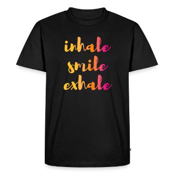 Citation de yoga Inhale Inhale Exhale Gradient om - T-shirt Premium bio Homme - noir - Devant - Nico (187cm)