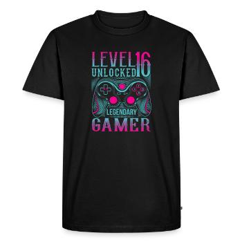 16th Birthday Level 16 Gamer Gaming Gaming - Men's Premium Organic T-Shirt - black - Front - Nico (187cm)