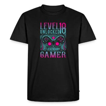 18th Birthday Level 18 Gamer Gaming Gaming - Men's Premium Organic T-Shirt - black - Front - Nico (187cm)