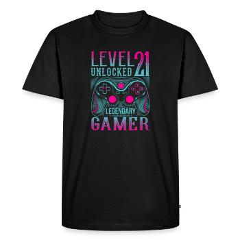 21st Birthday Level 21 Gamer Gaming Gaming - Men's Premium Organic T-Shirt - black - Front - Nico (187cm)