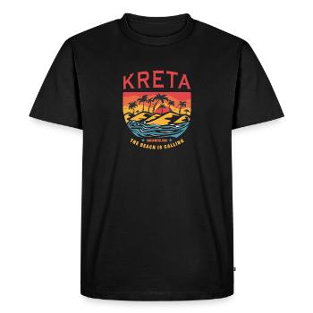 Crète Grèce Beach Design - T-shirt Premium bio Homme - noir - Devant - Nico (187cm)