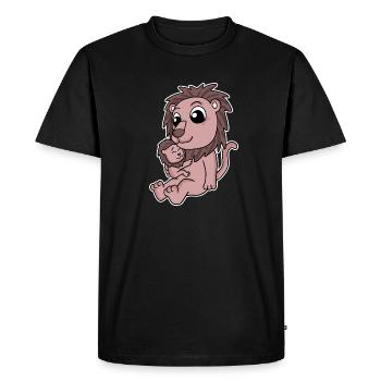Lion famille - Lion avec bébé - Lion - T-shirt Premium bio Homme - noir - Devant - Nico (187cm)