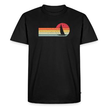 Sailboat Sailing Ship Sailing Vintage Retro Motif - Men's Premium Organic T-Shirt - black - Front - Nico (187cm)