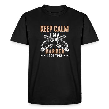 Funny Barber Quote Keep Calm Im A Barber - Men's Premium Organic T-Shirt - black - Front - Nico (187cm)
