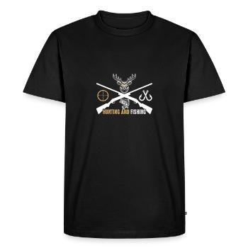Drôle de citation de chasse Chasse et pêche - T-shirt Premium bio Homme - noir - Devant - Nico (187cm)