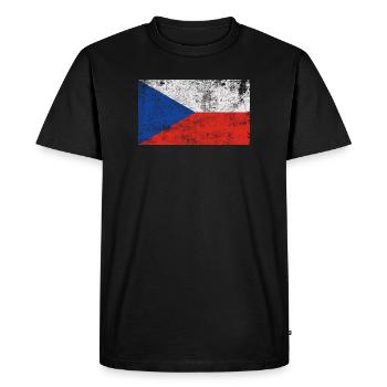 Drapeau Tchéquie Drapeau Grunge Retro Vintage - T-shirt Premium bio Homme - noir - Devant - Nico (187cm)
