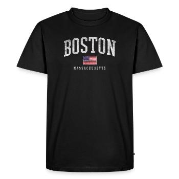 Graphique du drapeau de Boston, Massachusetts - T-shirt Premium bio Homme - noir - Devant - Nico (187cm)