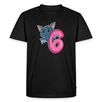 6 ans - 6ème anniversaire - motif chauve-souris - T-shirt Premium bio Homme - noir - Devant - Nico (187cm)