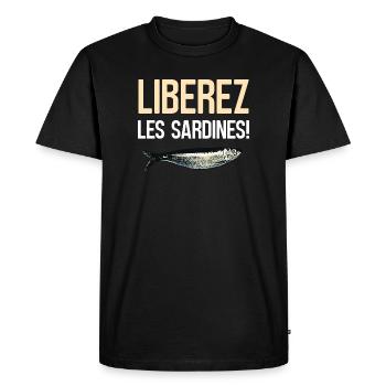 Liberez les sardines - T-shirt Premium bio Homme - noir - Devant - Nico (187cm)