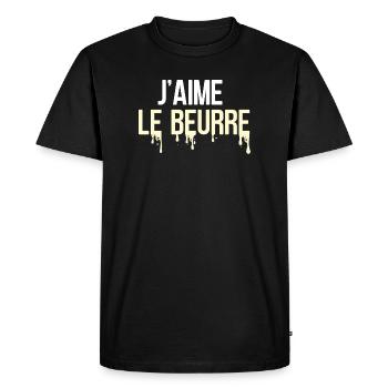 J'aime le beurre, cuisine française - T-shirt Premium bio Homme - noir - Devant - Nico (187cm)