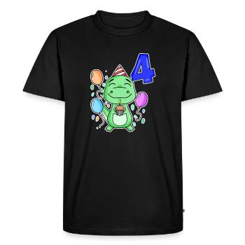 4 years old - Dinosaurs - 4th birthday gift - Men's Premium Organic T-Shirt - black - Front - Nico (187cm)