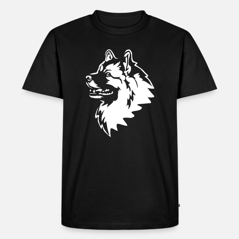 Wolfsspitz Kopf "Black Edition" - Männer Premium Bio T-Shirt - Schwarz