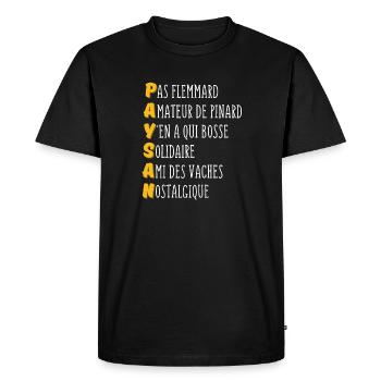 Paysan - Humour Agriculteur - Cadeau drôle Paysan - T-shirt Premium bio Homme - noir - Devant - Nico (187cm)