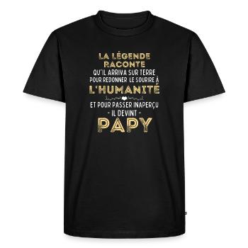 La Légende Raconte - Humour Papy - Cadeau Papy - T-shirt Premium bio Homme - noir - Devant - Nico (187cm)