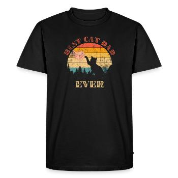Erster Katzenpapa überhaupt - Männer Premium Bio T-Shirt - Schwarz - Vorne - Nico (187cm)