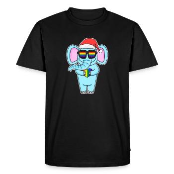 Éléphant Arc-en-ciel Noël - T-shirt Premium bio Homme - noir - Devant - Nico (187cm)